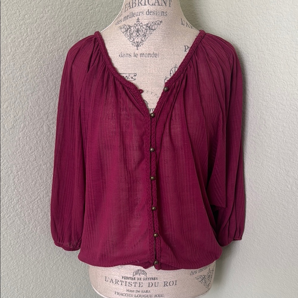 Lucky Brand Burgundy Blouse